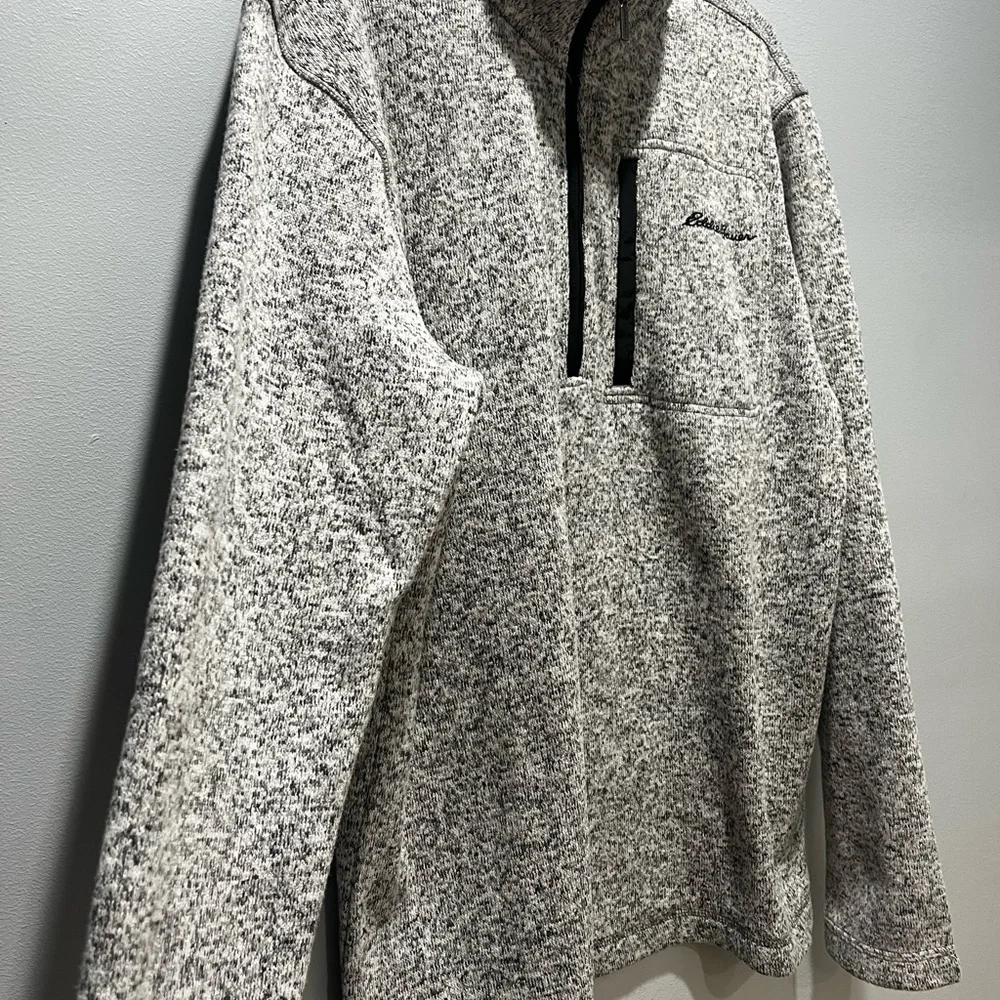 Eddie Bauer Quarter Zip Mens M Sweater Fleece Classic Open Fit Zip Pocket Jacket